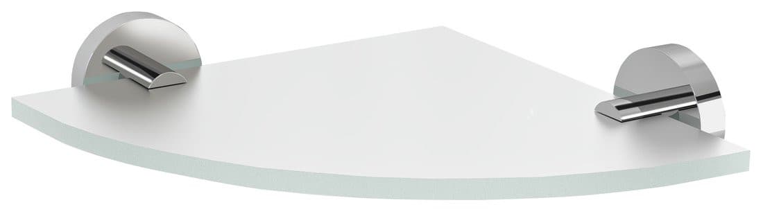 X-ROUND półka szklana narożna, ćwierćokrągła 200x200mm, chrom/szkło mleczne