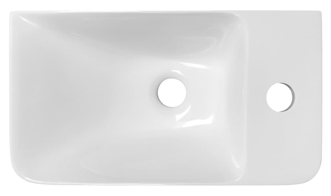 ZORBA umywalka kompozytowa 40x22cm, bateria po prawej stronie, biały