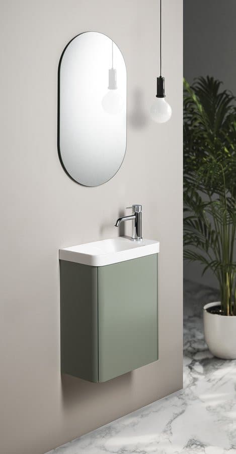 ZORBA umywalka kompozytowa 40x22cm, bateria po prawej stronie, biały