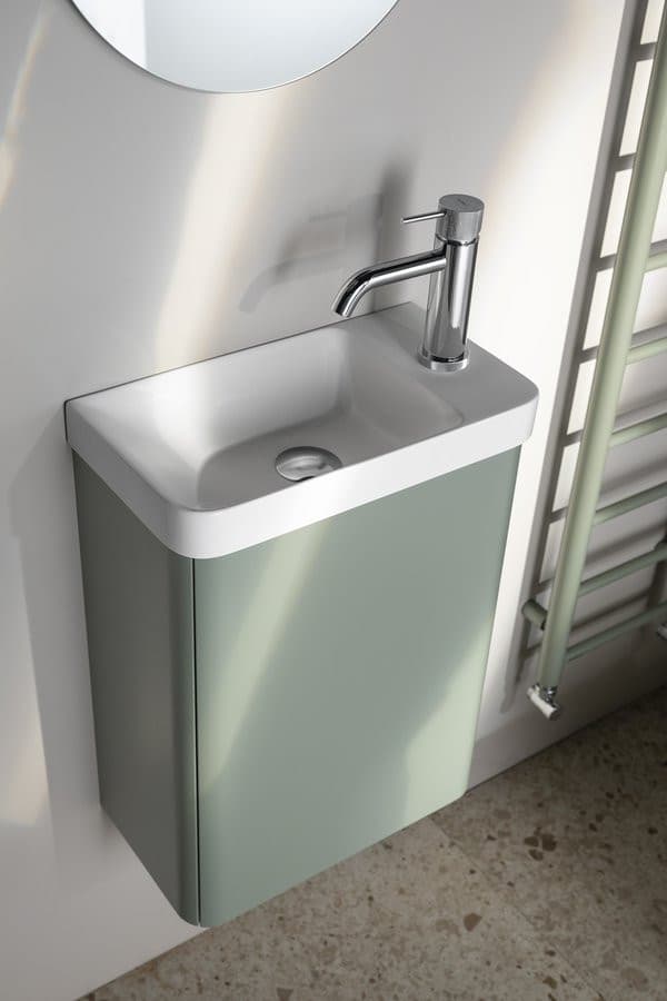 ZORBA umywalka kompozytowa 40x22cm, bateria po prawej stronie, biały