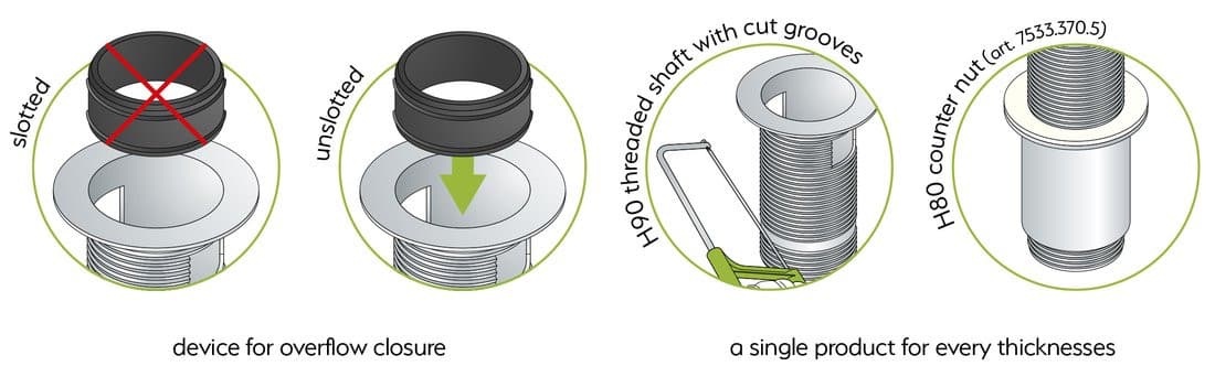 Korek umywalkowy 5/4“, klik-klak, duży grzybek, max 80mm, czarny mat