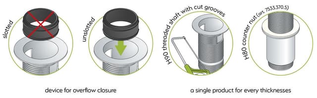 Korek umywalkowy 5/4“, klik-klak, duży grzybek, max 80mm, czarny mat