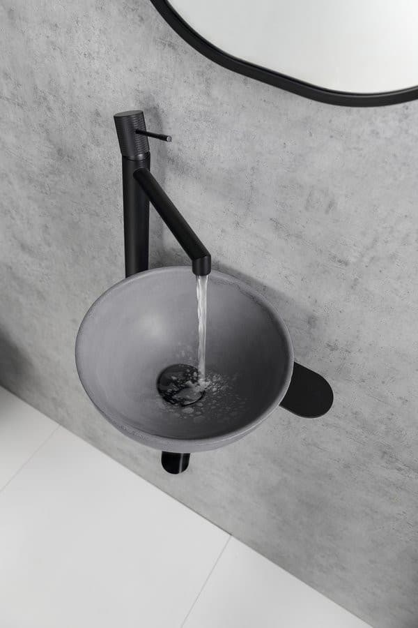 TETRIS umywalka i wspornik z otworem na baterię po lewej stronie, czarny mat