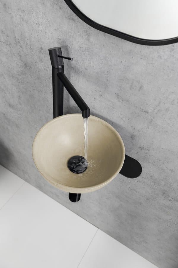 TETRIS umywalka i wspornik z otworem na baterię po lewej stronie, czarny mat