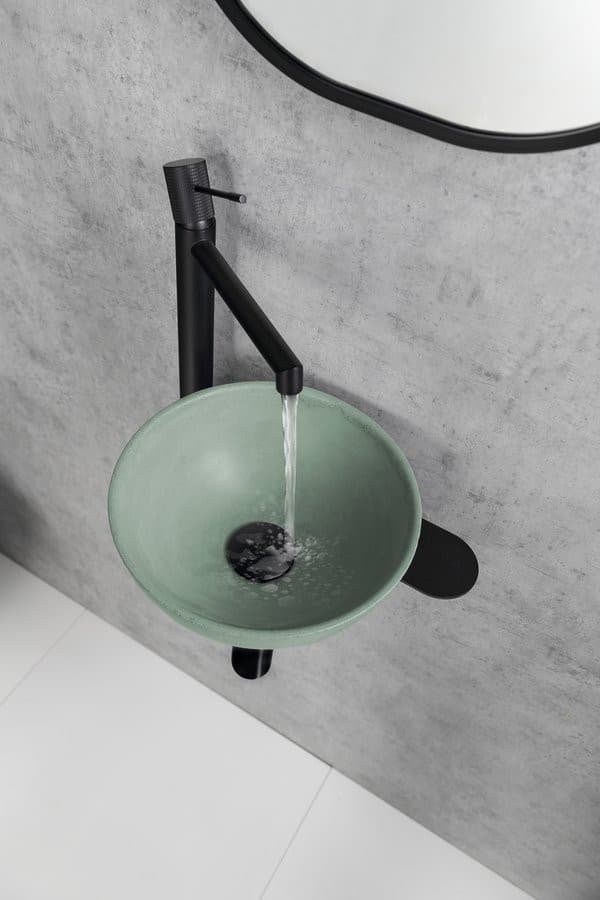 TETRIS umywalka i wspornik z otworem na baterię po lewej stronie, czarny mat