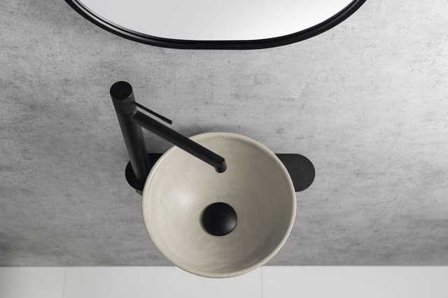 TETRIS umywalka i wspornik z otworem na baterię po lewej stronie, czarny mat