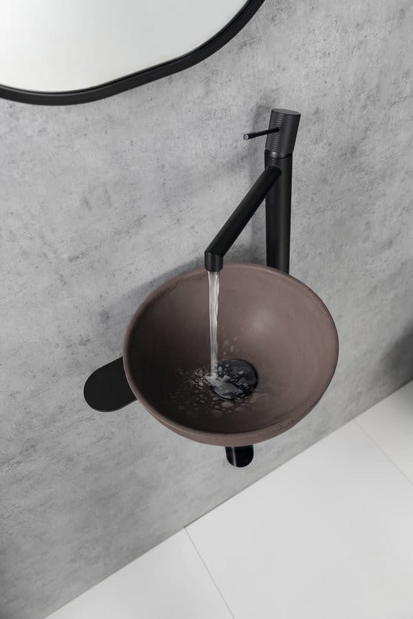 TETRIS umywalka i wspornik z otworem na baterię po prawej stronie, czarny mat