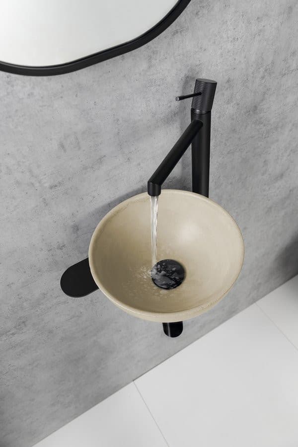 TETRIS umywalka i wspornik z otworem na baterię po prawej stronie, czarny mat