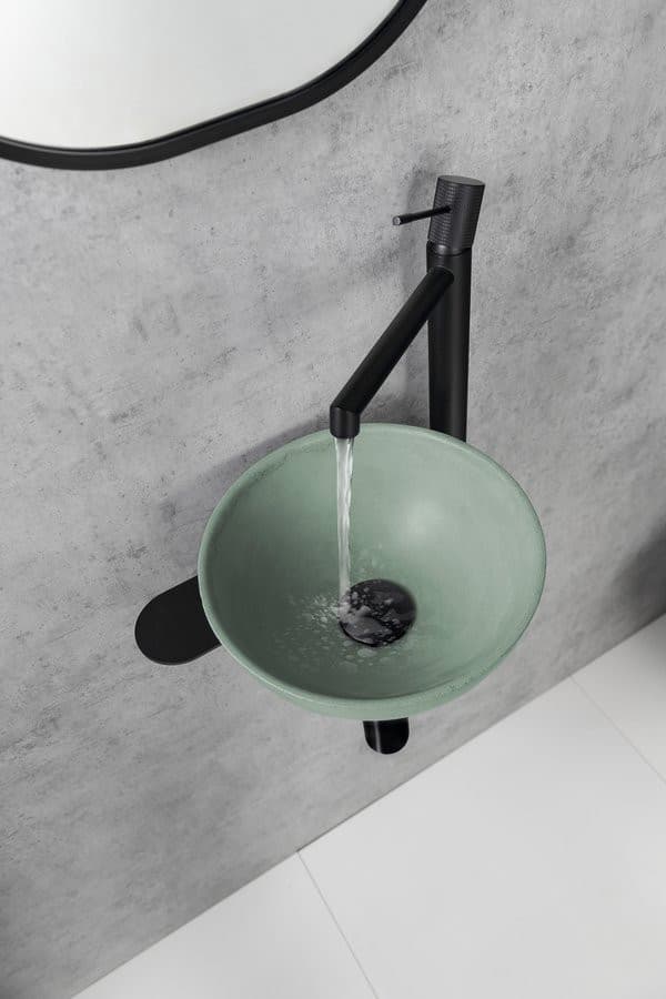 TETRIS umywalka i wspornik z otworem na baterię po prawej stronie, czarny mat