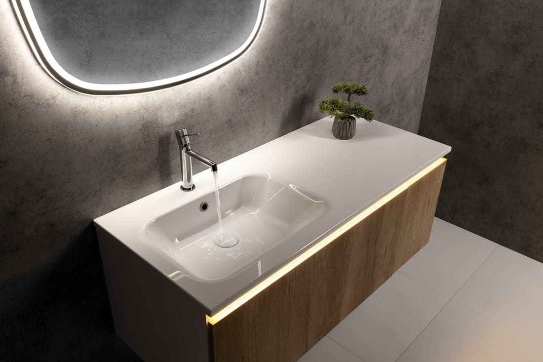 LOREA szafka z umywalką 101x46x51,5cm (30+70 cm), prawa, dąb Alabama/biały mat