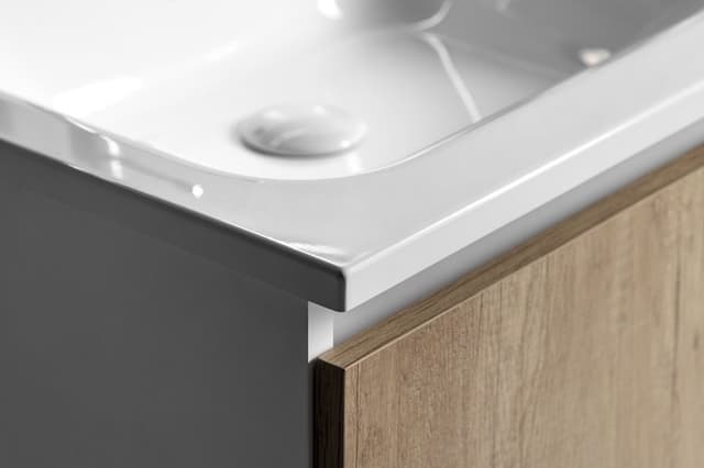 LOREA szafka z umywalką 101x46x51,5cm (30+70 cm), prawa, dąb Alabama/biały mat