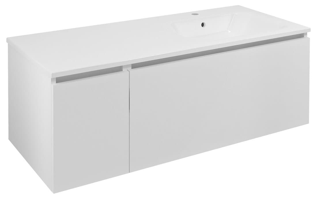 LOREA szafka z umywalką 121x46x51,5cm (30+90 cm), prawa, biały mat