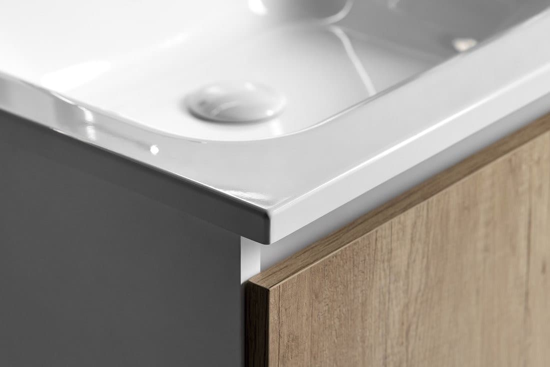 LOREA szafka z umywalką 121x46x51,5cm (30+90 cm), prawa, biały mat