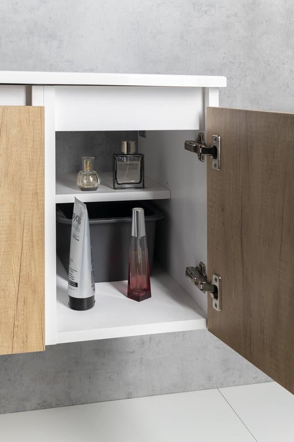 LOREA szafka z umywalką 121x46x51,5cm (30+90cm), prawa, dąb collingwood/czarny mat