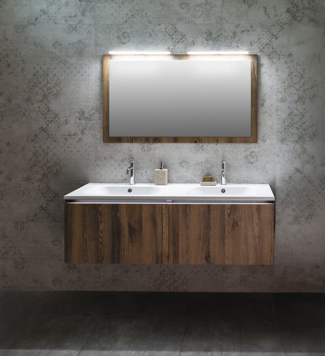 LOREA szafka z podwójną umywalką 141x46x51,5cm (70+70cm), biały mat