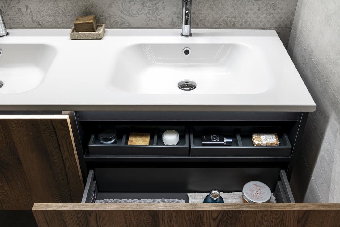 LOREA szafka z podwójną umywalką 161x46x51,5cm (80+80cm), biały mat