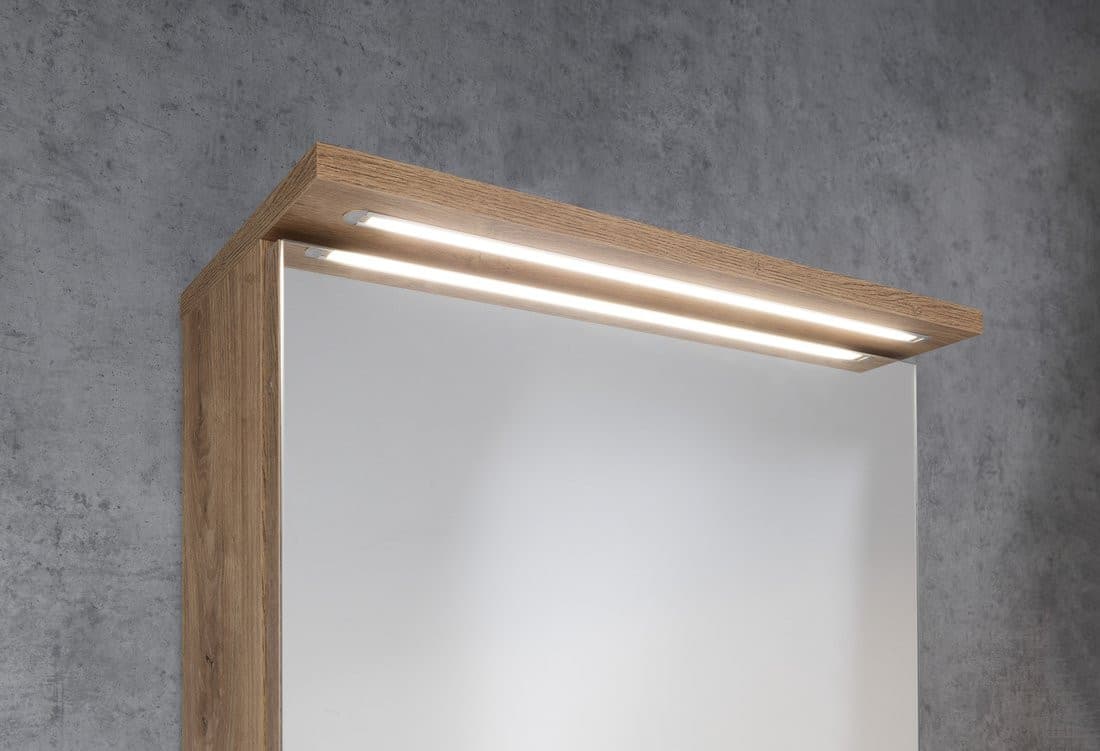 KAWA STRIP szafka z lustrem, oświetlenie LED 50x70x22cm, dąb emporio