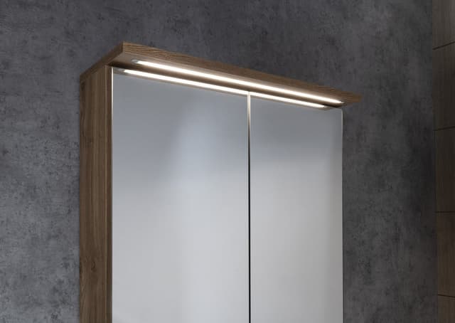 KAWA STRIP szafka z lustrem, oświetlenie LED 60x70x22cm, dąb emporio