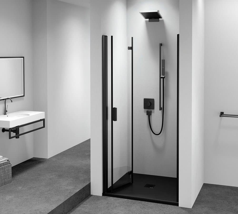 ZOOM BLACK drzwi prysznicowe do wnęki 800 mm, lewe, szkło czyste
