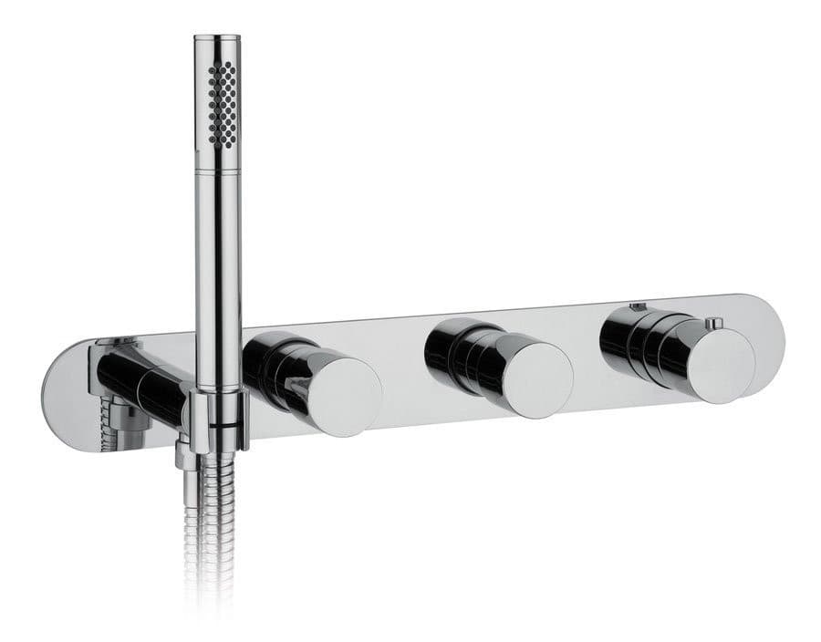 Bateria  prysznicowa/wannowa termostatyczna podtynkowa z uchwytem prysznica, 2 wyjścia, chrom