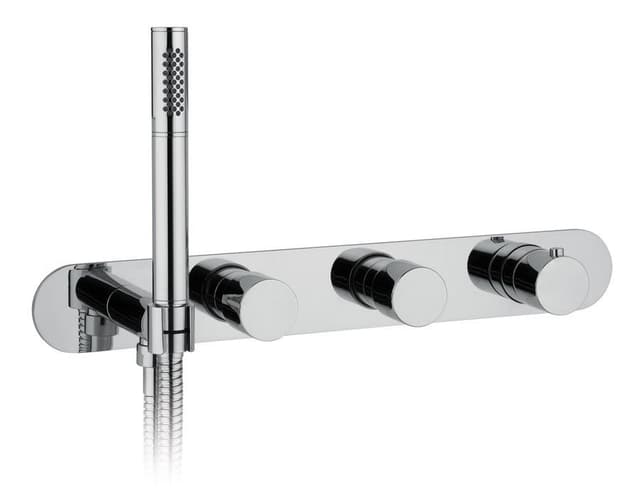 Bateria  prysznicowa/wannowa termostatyczna podtynkowa z uchwytem prysznica, 2 wyjścia, chrom