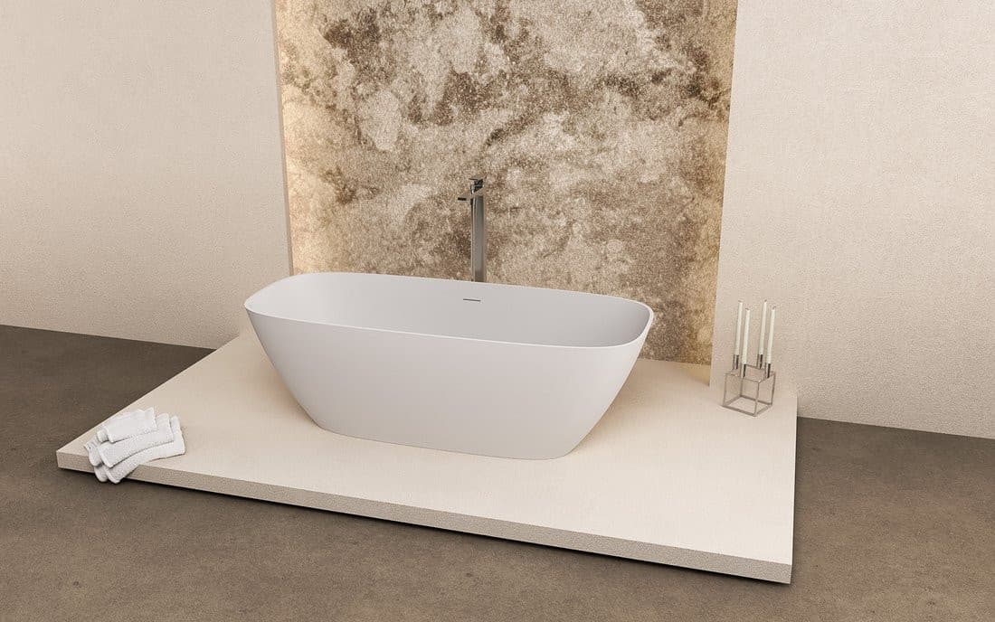 MEDINA wanna wolnostojąca 165x70x52cm, solid surface, biały mat