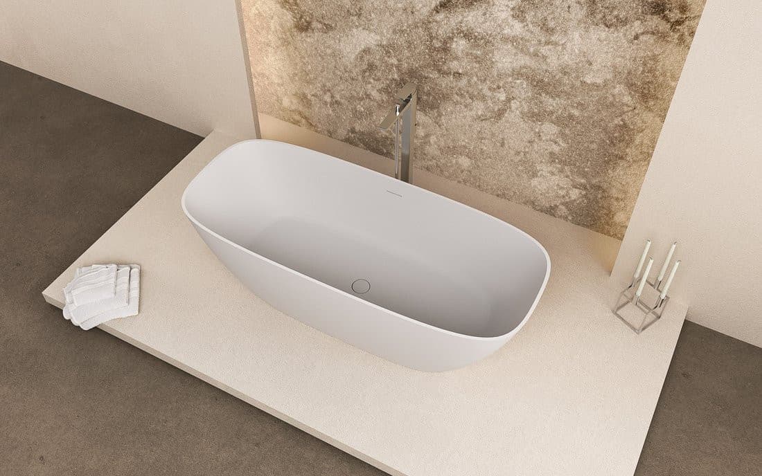 MEDINA wanna wolnostojąca 165x70x52cm, solid surface, biały mat