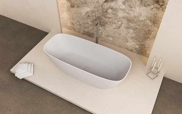 MEDINA wanna wolnostojąca 165x70x52cm, solid surface, biały mat