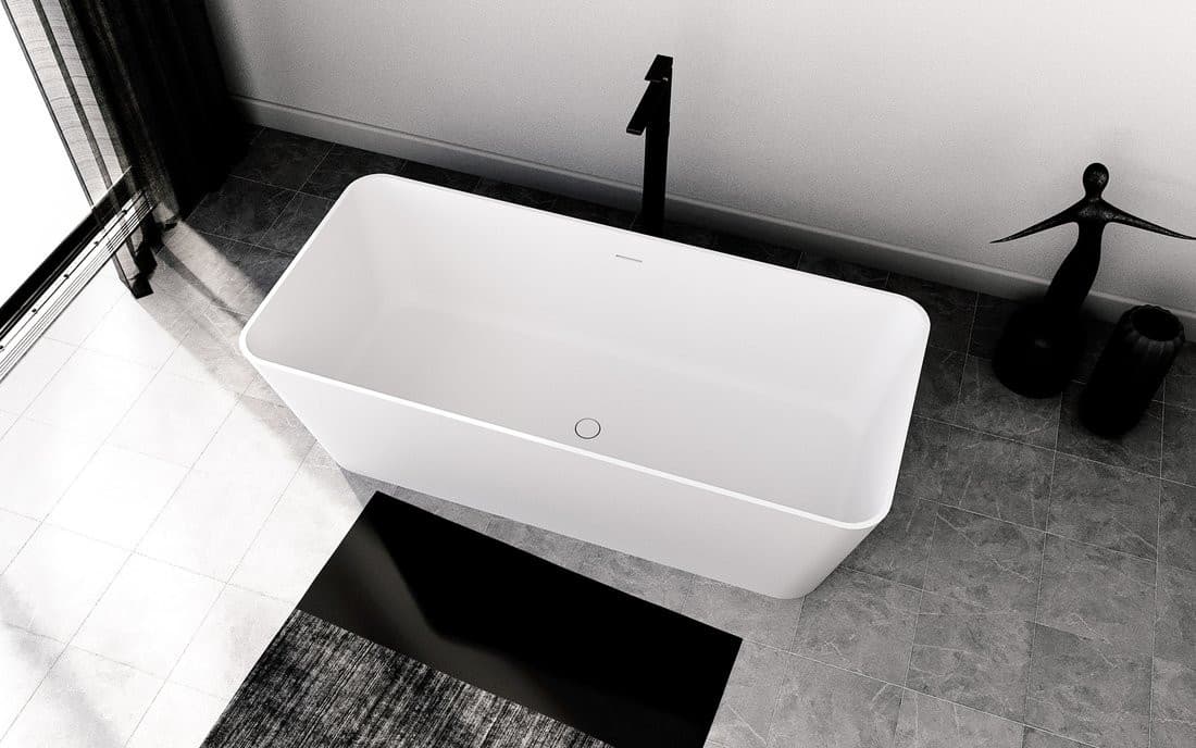 LEYLA wanna wolnostojąca 170x78x55cm, solid surface, biały mat