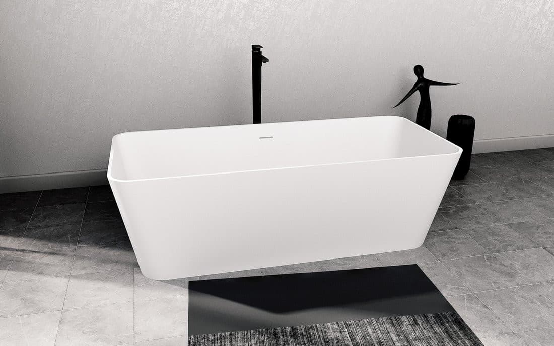 LEYLA wanna wolnostojąca 170x78x55cm, solid surface, biały mat