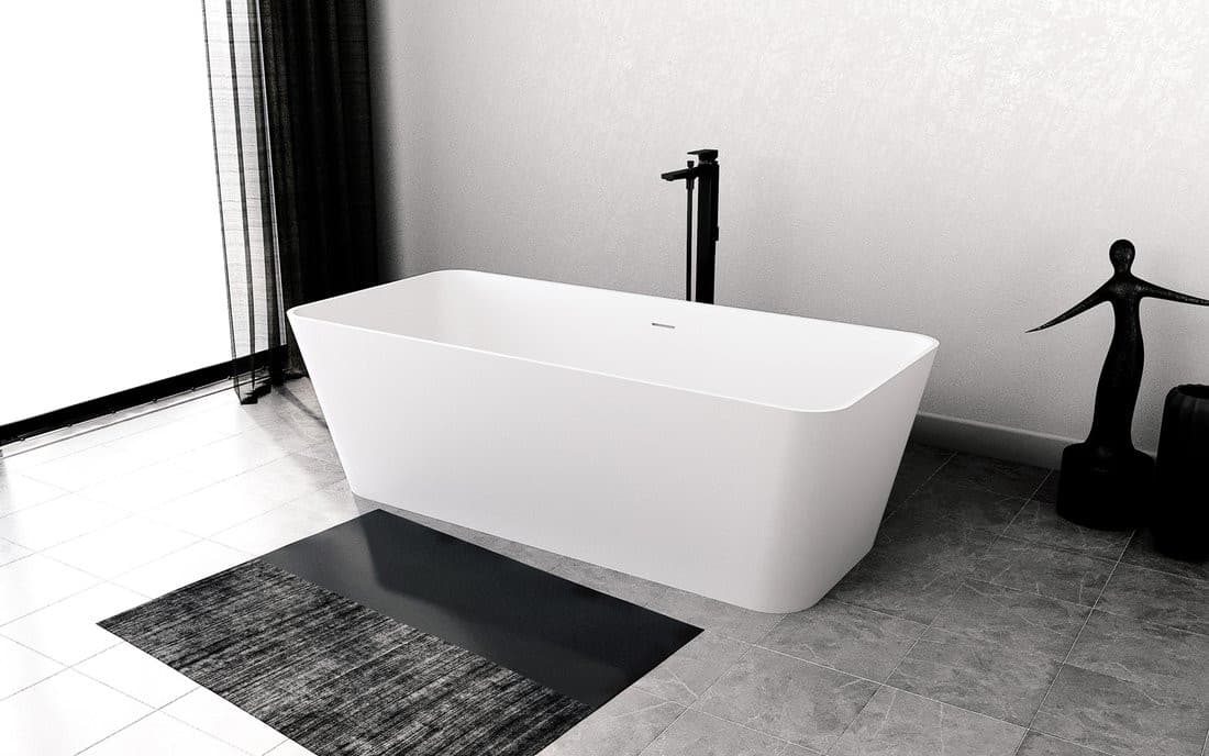 LEYLA wanna wolnostojąca 170x78x55cm, solid surface, biały mat