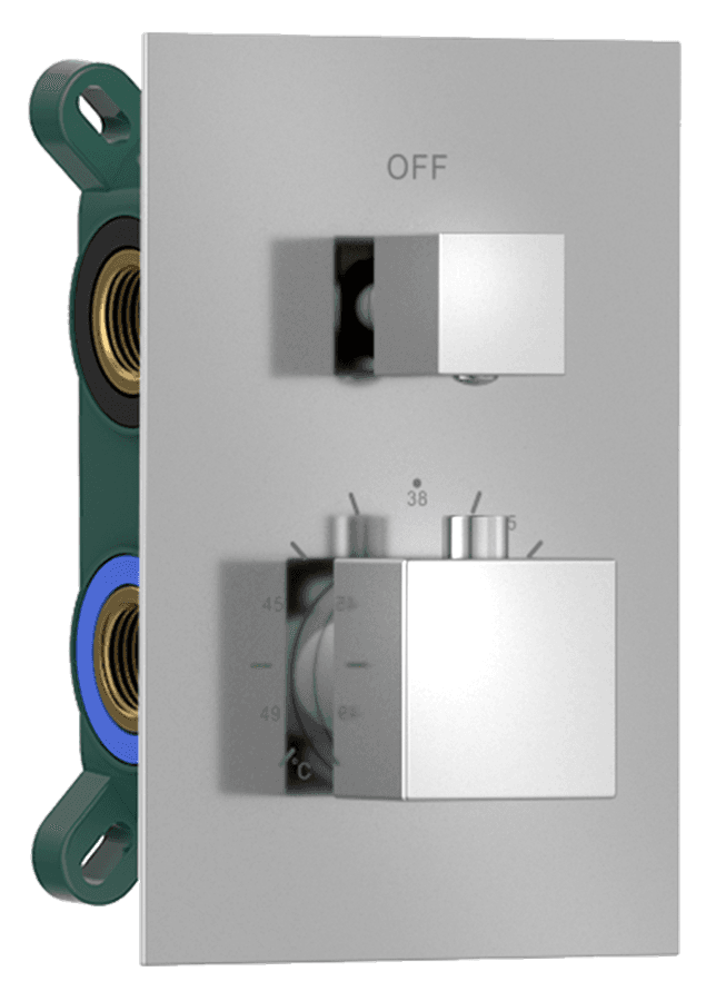 LATUS bateria podtynkowa termostatyczna, 2 wyjścia, box podtynkowy, chrom