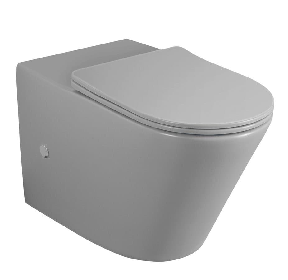 PACO RIMLESS misa do kompaktu WC, odpływ poziomy/pionowy, szary mat