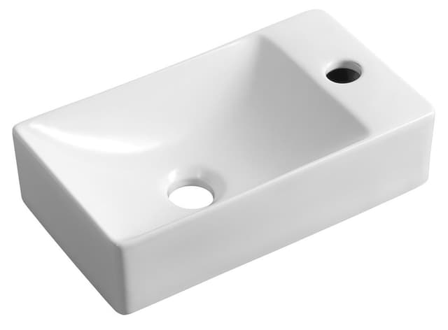MARGITHA umywalka ceramiczna 38x22cm, otwór na baterię po prawej stronie, biały
