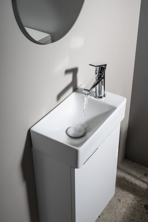 MARGITHA umywalka ceramiczna 38x22cm, otwór na baterię po prawej stronie, biały