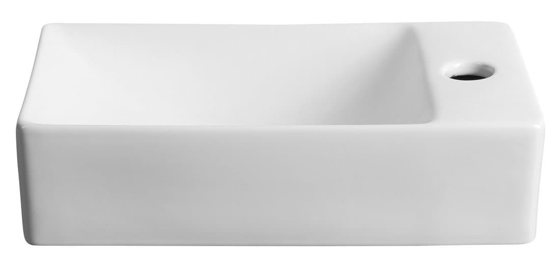 MARGITHA umywalka ceramiczna 38x22cm, otwór na baterię po prawej stronie, biały