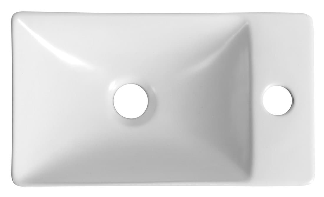 MARGITHA umywalka ceramiczna 38x22cm, otwór na baterię po prawej stronie, biały