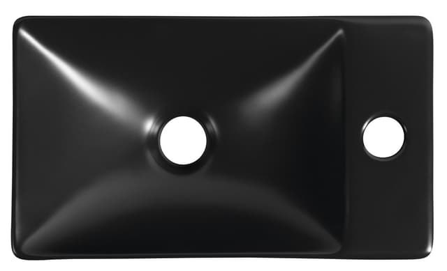 MARGITHA umywalka ceramiczna 38x22cm, otwór na baterię po prawej stronie, czarny mat
