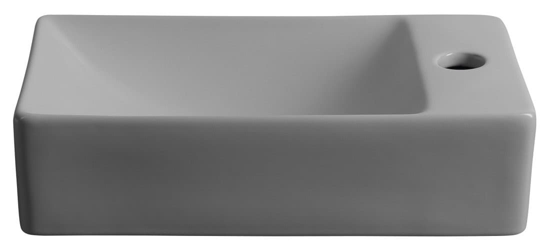 MARGITHA umywalka ceramiczna 38x22cm, otwór na baterię po prawej stronie, szary