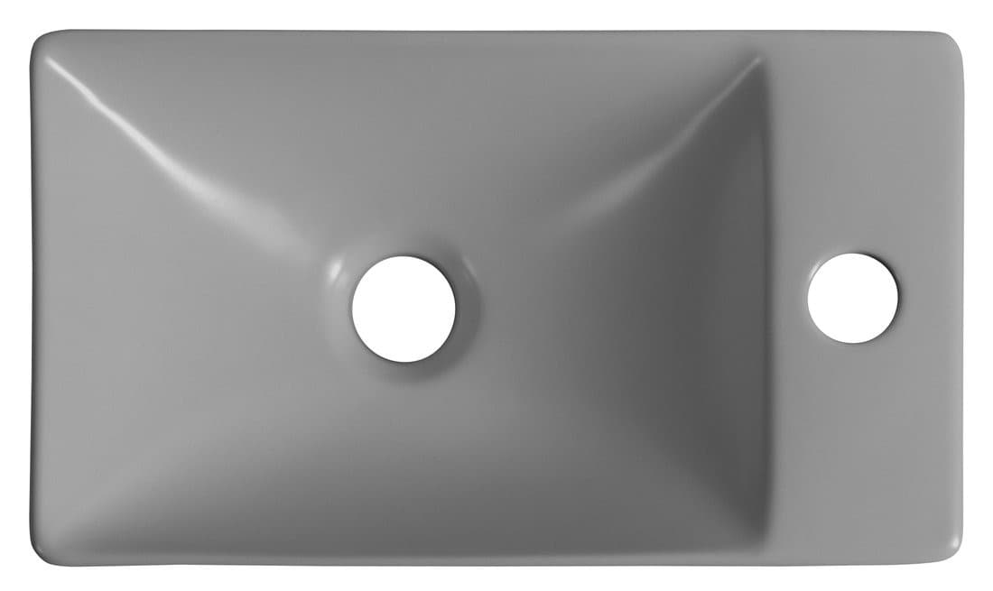 MARGITHA umywalka ceramiczna 38x22cm, otwór na baterię po prawej stronie, szary