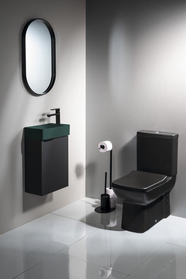 MARGITHA umywalka ceramiczna 38x22cm, otwór na baterię po prawej stronie, petrol