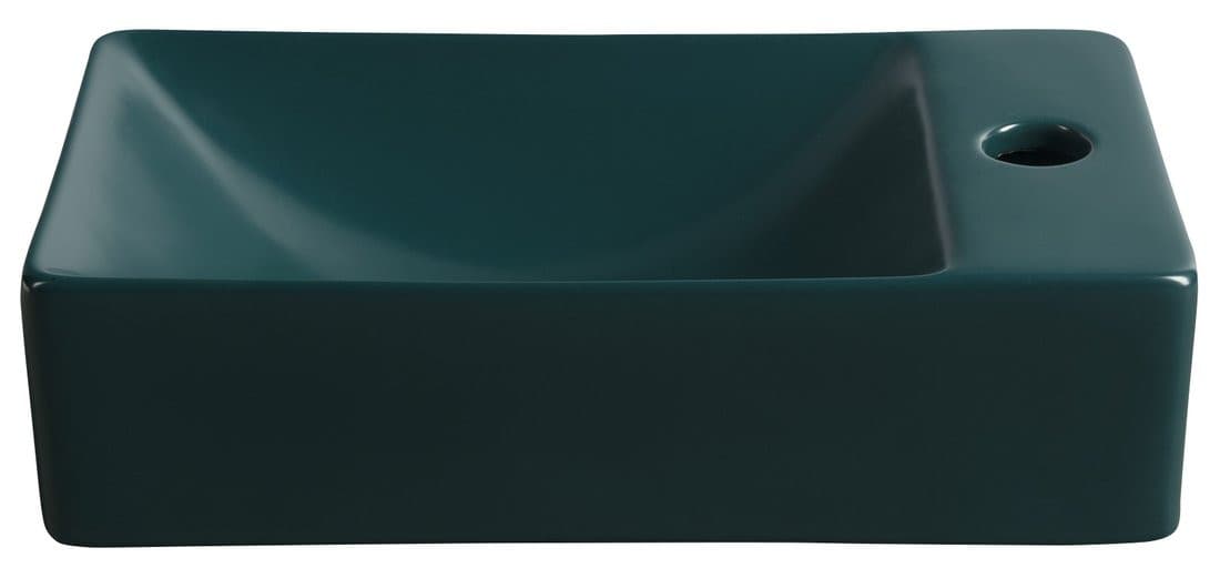 MARGITHA umywalka ceramiczna 38x22cm, otwór na baterię po prawej stronie, petrol