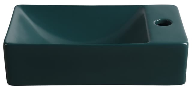 MARGITHA umywalka ceramiczna 38x22cm, otwór na baterię po prawej stronie, petrol