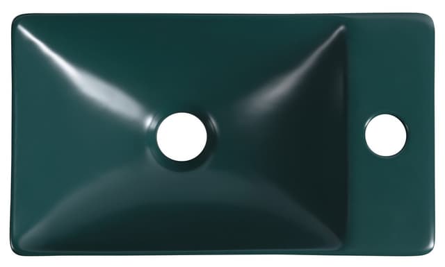 MARGITHA umywalka ceramiczna 38x22cm, otwór na baterię po prawej stronie, petrol