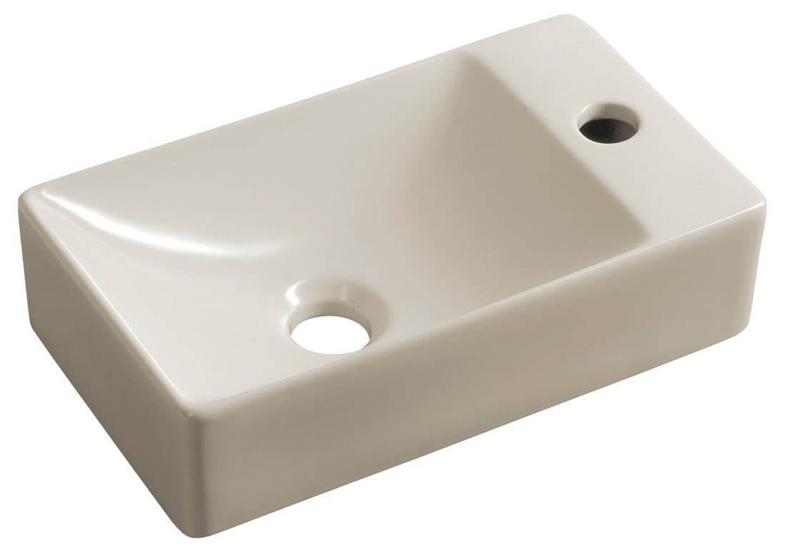 MARGITHA umywalka ceramiczna 38x22cm, otwór na baterię po prawej stronie, ivory