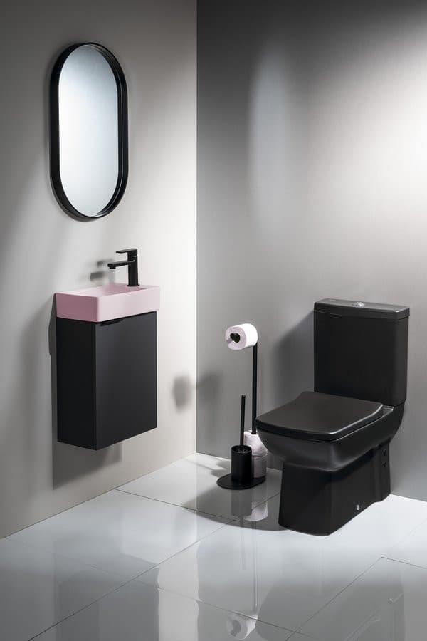 MARGITHA umywalka ceramiczna 38x22cm, otwór na baterię po prawej stronie, różowy