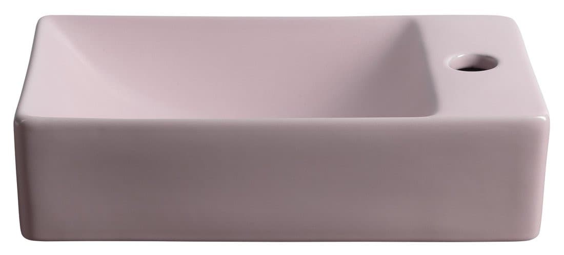 MARGITHA umywalka ceramiczna 38x22cm, otwór na baterię po prawej stronie, różowy