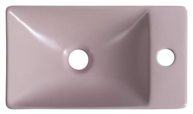 MARGITHA umywalka ceramiczna 38x22cm, otwór na baterię po prawej stronie, różowy