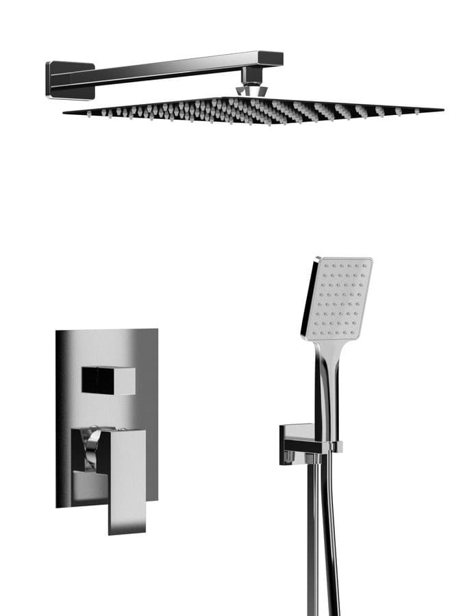 CUBEMIX zestaw prysznicowy z baterią podtynkową, 2 wyjścia, przyłącze kątowe, chrom