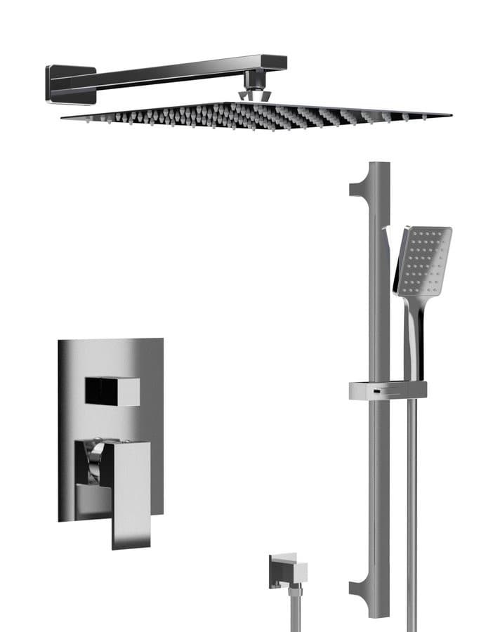CUBEMIX zestaw prysznicowy z baterią podtynkową, 2 wyjścia, przesuwny uchwyt prysznica, chrom
